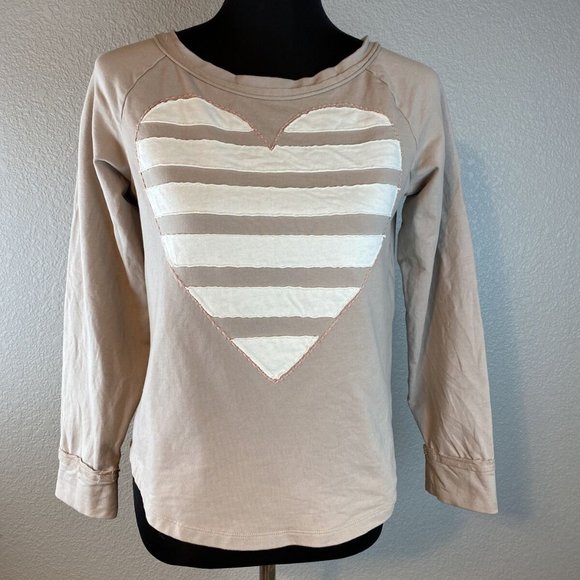 Synergy Organic Clothing Tops - Synergy Organic Clothing Top S Beige White Heart